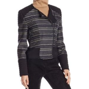 BCBG Black Navy Metallic Moto Jacket size XXS